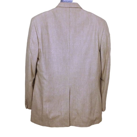 Marc Jeffries Pure Silk Blazer Suit Coat Men-48(L) Dbl-Button Vent Pockets Cream - Picture 6 of 11